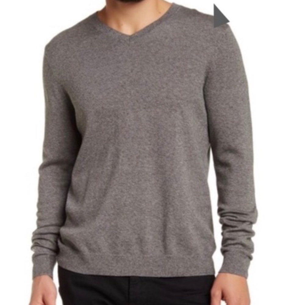 Men’s WALLIN‎ & BROS Brown V-Neck Long Sleeve Sweater Size Large Cashmere blend